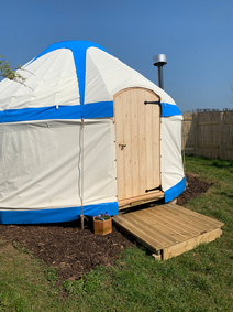 The outside of the Barn owl yurt at West Kellow Yurts
